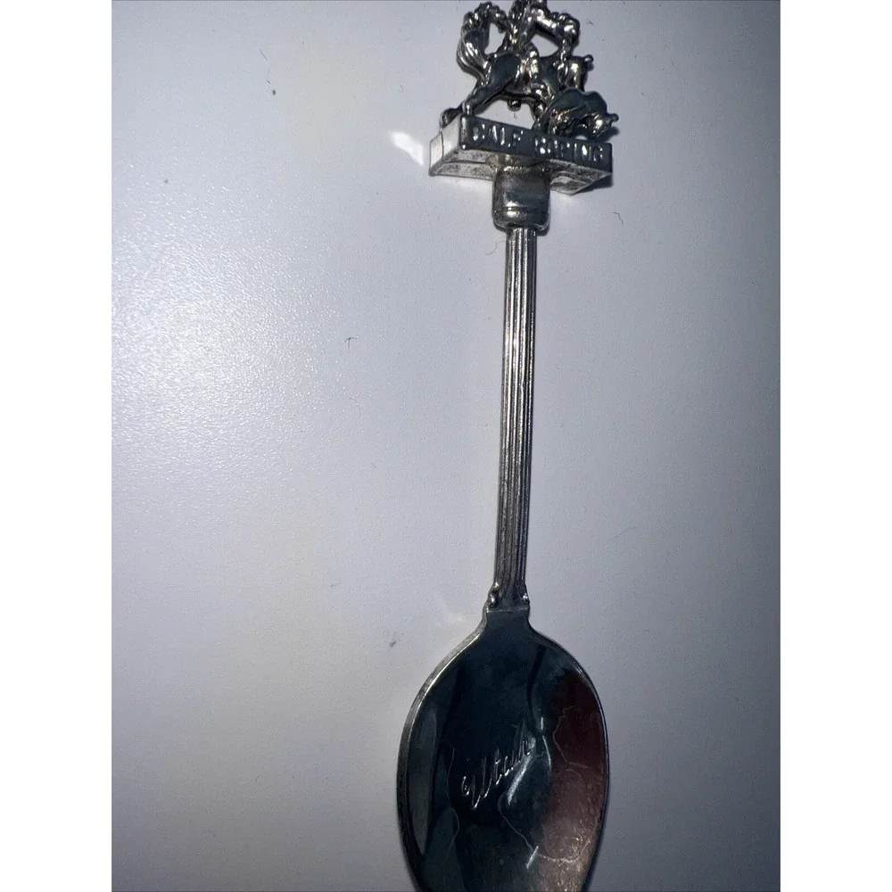 Vintage Souvenir Spoon US Collectible Calf‎ Roping Silver Plated Utah
